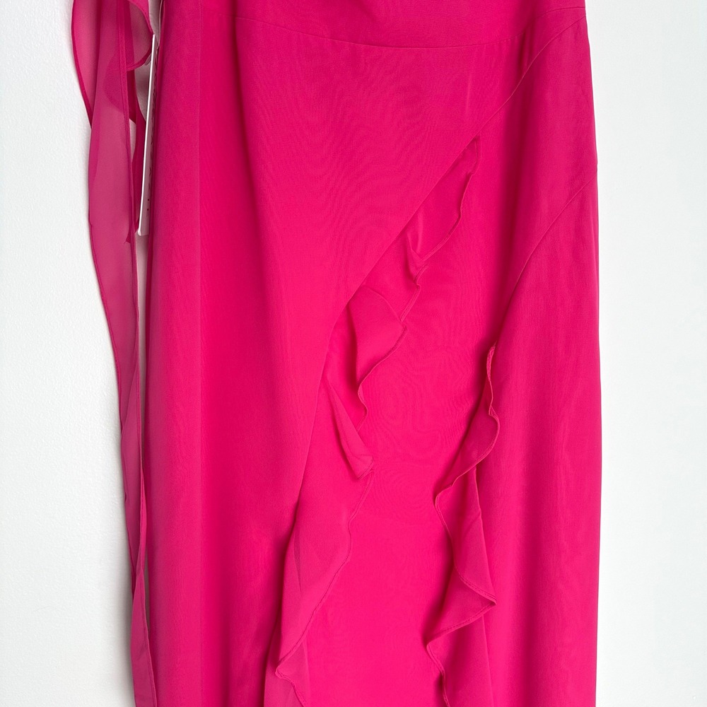 Barbie x Azazie 1001 Ruffle Maxi Dress Barbie Pink Formal Gown Size A8 NEW - Picture 7 of 15